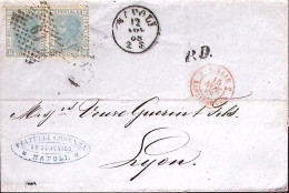 1868-effigie C. 20 Coppia (L26) Su Lettera Completa Testo Napoli (12.11) Per La  - Storia Postale