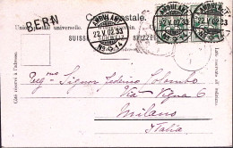 1902-BERN Parlamentsgebaude Vestibule, Viaggiata Affrancata Svizzera Coppia C.5  - Marcophilie