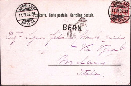 1902-Svizzera SUISSE C.10 Annullo Ambulant/N 14 E Lineare BERN Su Cartolina Per  - Marcophilie