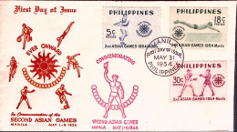 1954-Filippine 2^ Giochi Asiatici Serie Completa Su Fdc - Philippinen