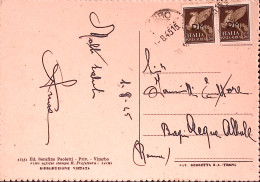 1945-Posta Aerea Sopr. PM Coppia C.50 (14) Su Cartolina Viterbo (1.8) - Storia Postale