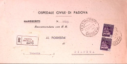 1945-Monumenti Coppia Lire 1 (509) Su Piego Raccomandato Padova (15.6) - Marcophilie