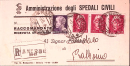 1945-Imperiale Senza Fasci Lire 1 E Tre Lire 2 (531+533) Su Piego Racc. Manerbio - Marcophilie