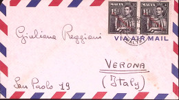 1932-MALTA Busta Via Aerea Affr. Coppia D. 1,1/2 Per L'Italia - Malta