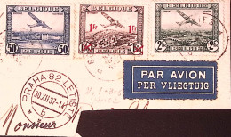 1937-(F=on Piece) Belgio Posta Aerea C.50, F.2 E F.1/1,50 Su Largo Frammento Via - Brieven En Documenten
