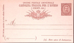 1889-Cartolina Postale C.10 Mill. 89 (C13) Nuova - Stamped Stationery
