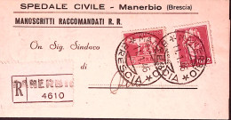 1946-Imperiale Senza Fasci Lire 2 E 5 (534+541) Su Piego Racc. Manerbio (11.1) - Storia Postale