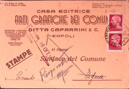 1945-Imperiale Senza Fasci Coppia C.20 (529) Su Stampe Empoli (6.10) - Marcophilie
