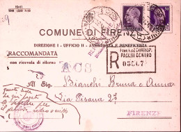 1944-Imperiale Sopr. PM C.50 (7) + Imperiale Lire 1 (252A) Su Cartolina Raccoman - Poststempel