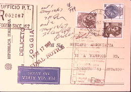 1967-Siracusana Lire 20 E 200 + Michelangiolesca Lire 25 Su Cartolina Via Aerea  - 1961-70: Marcophilie