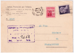 1945-Monumenti C.20 + Imperiale Senza Fasci Lire 1 (504+531) Su Cartolina Verona - Storia Postale