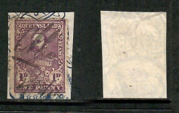 QUEENSLAND   EARLY 1900's 1 PENNY STAMP DUTY USED ON PIECE (CONDITION PER SCAN) (GL1-19) - Oblitérés