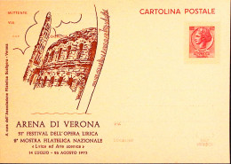 1973-Cartolina Postale Lire 40 Soprastampa Privata Verona 51 Festival Opera Liri - Verona