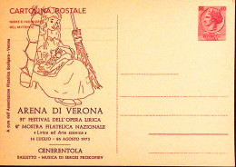 1973-Cartolina Postale Lire 40 Soprastampa Privata Verona 51 Festival Opera Liri - Verona