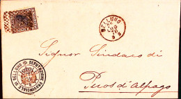 1876-BELLUNO C.2 (23.7) + Punti Su Lettera Completa Testo Affrancata C.20 (T26) - Marcophilie