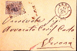 1875-CEREA C.2 (10.7) + Punti Su Busta Affrancata C.20 (L26) - Poststempel