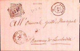1871-CARVICO C.2 (21.1) + Punti Su Lettera Completa Testo Affrancata C.20 (L26) - Storia Postale