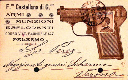 1926-PALERMO F.sco Castellana Di G.ppe Cartolina Con Testatina Armi E Munizioni  - Palermo