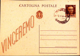 1944-CATTARO Occupazione Tedesca Cartolina Postale C.30 Soprastampata Lire 1-/c. - Duitse Bez.: Cattaro