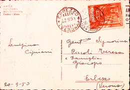 Y1950-VATICANO Basiliche Lire 5 Isolato Su Cartolina - Briefe U. Dokumente