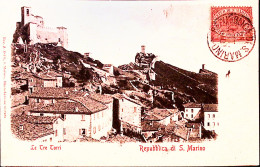 1895circa-SAN MARINO Le Tre Torri Affrancata Cifra C.2 Lato Veduta - Saint-Marin
