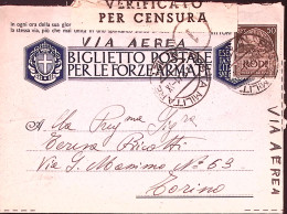 1941-Posta Militare/N 121 C.2 (4.12) Su Biglietto Franchigia Via Aerea Affrancat - Egeo