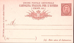 1889-Cartolina Postale ESTERO C.10 Mill. 89 Nuova - Stamped Stationery