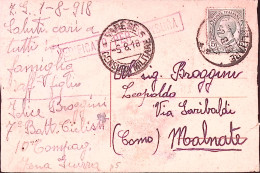 1918-VARESE/CENSURA MILITARE C.2 (6.8) Su Cartolina Ann Posta Militare - War 1914-18