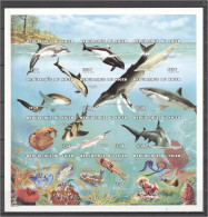 Niger 1998, Dolphin, Whales, Sharks, Crabs, Fishes, Corall, Sheetlet IMPERFORATED - Delfines
