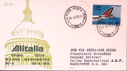 1972-I^volo ALITALIA MILANO-WASHINGTON Su Busta Milano (20.5) Affr. Alitalia Lir - Airmail
