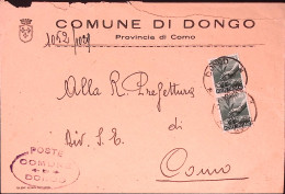 1946-Democratica Coppia Lire 1 (550) Isolato Su Busta Tariffa Ridotta Sindaci Do - 1946-60: Marcophilie