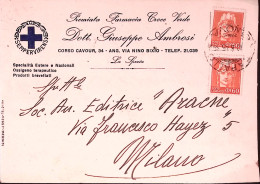 1945-Imperiale Senza Fasci Due C.60 (539) Su Cartolina Rapallo (28.8) - Marcophilie