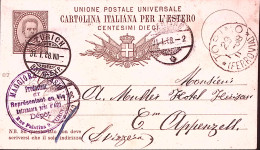 1888-Cartolina Postale C. 10 Mill. 87 (C7/87) Torino (29.1) Per La Svizzera - Entiers Postaux