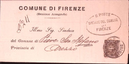 1881-STEMMA C. 1 (66) Isolato Su Piego Firenze (22.3) - Marcofilie