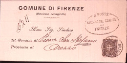 1881-STEMMA C. 1 (66) Isolato Su Piego Firenze (22.3) - Poststempel