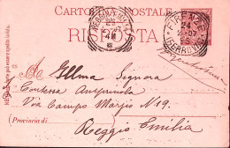 1907-Cartolina Postale RP C. 7,1/2 Risposta Mill.05 (C31/05) Reggio Emilia (25.2 - Ganzsachen
