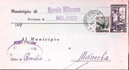 1951-Democratica Lire 8 + Italia Al Lavoro Lire 5 (557+637) Su Piego Novate Mila - 1946-60: Marcophilia