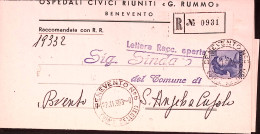 1963-Michelangiolesca Lire 115 Isolato Su Piego Raccomandato Benevento (22.11.63 - 1961-70: Poststempel