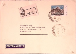 1963-CLUB ALPINO Lire 115 Isolato Su Raccomandata Roma - 1961-70: Marcophilie