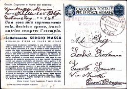 1943-M.O. SERGIO MASSA Cartolina Franchigia Viaggiata Posta Militare/N 165 (21.5 - War 1939-45