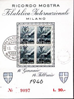 1946-MILANO Mostra Filatelica (13.2) Annullo Speciale Su Cartoncino Ricordo Affr - 1946-60: Marcophilia