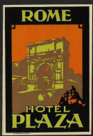 Hôtel Plaza Rome Roma Italie Etiquette 6,7x10 Cm Env - Hotelaufkleber