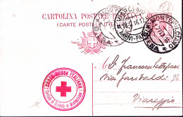 1916-CROCE ROSSA ITALIANA/COMITATO SERVIZIO MONTEPULCIANO Tondo Rosso Su Cartoli - Rotes Kreuz
