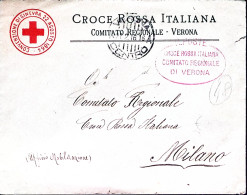 1916-CROCE ROSSA ITALIANA/COMITATO REGIONALE/VERONA Ovale Rosso Su Busta Con Int - Rotes Kreuz