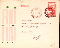 1951-ITALIA LAVORO Lire 60 Isolato Su Espresso Modena (16.7) - 1946-60: Marcophilia