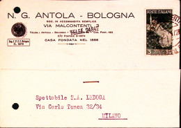 1947-BOLOGNA N. G. Antola Cartolina Con Intestazione A Stampa Affrancata Medioev - 1946-60: Marcophilia