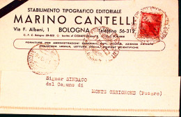 1946-BOLOGNA Marino Cantelli Intestazione A Stampa Su Cartolina Agenzia Postale  - 1946-60: Marcophilia