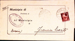 1946-Democratica Lire 2 Isolato Su Piego Fra Sindaci Collio Verdastro (7.2) - 1946-60: Marcophilia