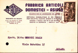 1948-ASIAGO Fada Fabbrica Articoli Domestici Cartolina Intestazione A Stampa Via - 1946-60: Marcophilia