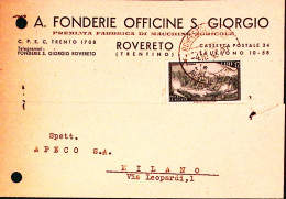 1948-ROVERETO Fonderie Officine S. Giorgio Cartolina Intestazione A Stampa Viagg - 1946-60: Marcophilia